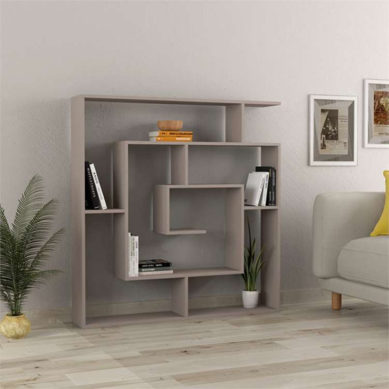 Libreria moderna design soggiorno 125xH129 tortora Maze