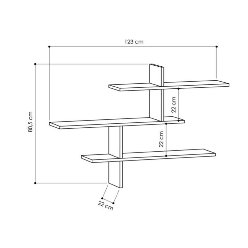 Mensola libreria 123xH80 cm pensile da parete design moderno antracite Iago