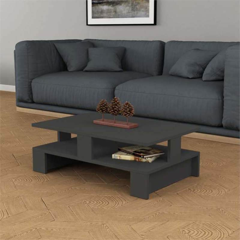 Tavolino soggiorno moderno basso 80xH27 cm antracite Aleta