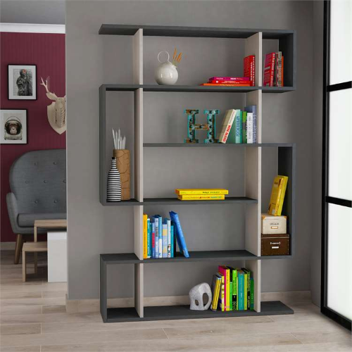 Libreria moderna design soggiorno ufficio 109xH161 tortora antracite Roger-1
