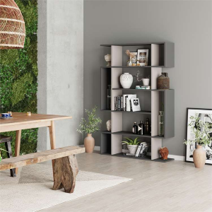 Libreria moderna design soggiorno ufficio 109xH161 tortora antracite Roger-1