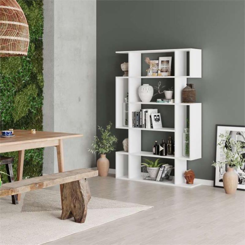 Libreria moderna design soggiorno ufficio 109xH161 bianco Roger-1