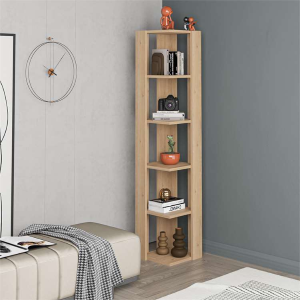 Libreria moderna soggiorno angolare 34xH161 cm design rovere Berta