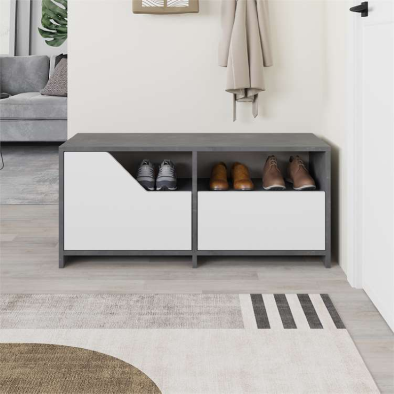 Cassapanca scarpiera moderna 105x47 cm ingresso ossido bianco 2 ante Vanille