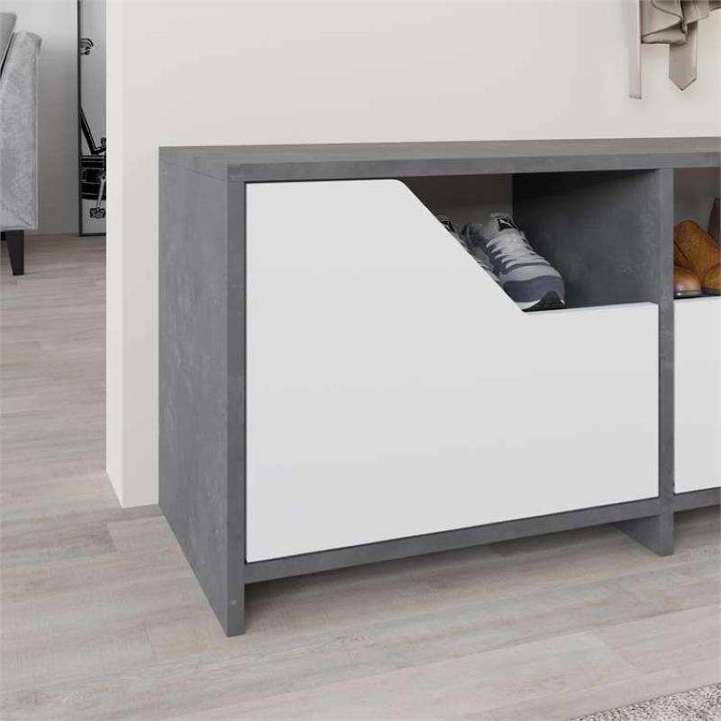 Cassapanca scarpiera moderna 105x47 cm ingresso ossido bianco 2 ante Vanille