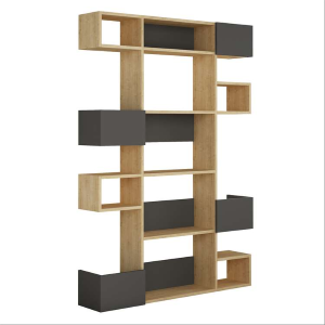 Libreria moderna design parete soggiorno ufficio 120xH171 rovere antracite Axelle