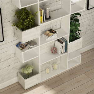 Libreria moderna design parete soggiorno ufficio 120xH171 bianco Axelle
