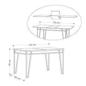 Tavolo allungabile 132/170 da pranzo moderno design rovere Jodi