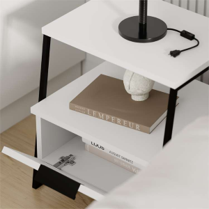 Comodino moderno 1 ribalta design 45xH50 metallo bianco Jodi