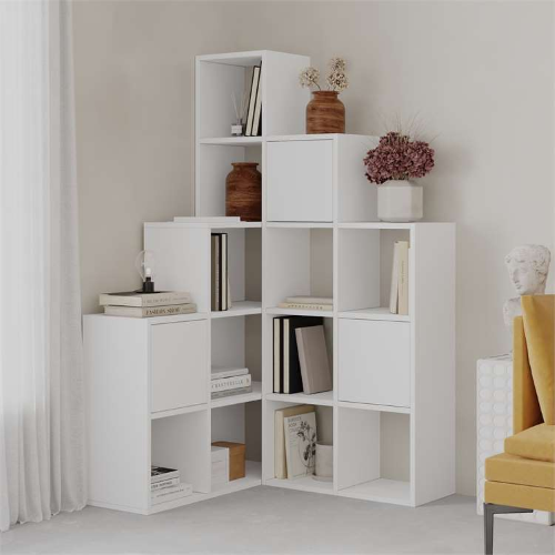 Libreria moderna industrial parete soggiorno design 151xH151 cm bianco Mable