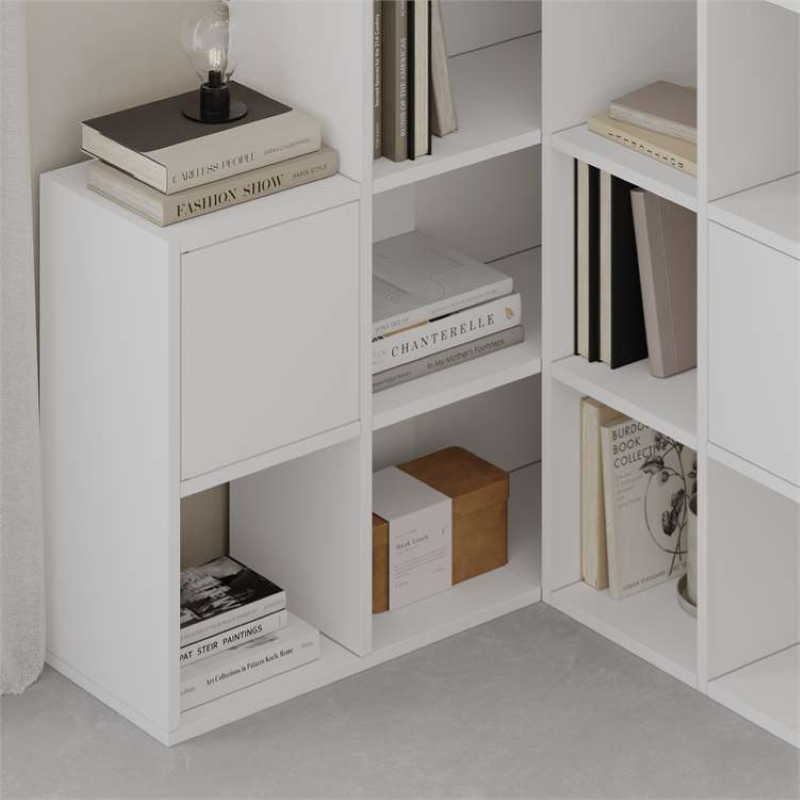 Libreria moderna industrial parete soggiorno design 151xH151 cm bianco Mable