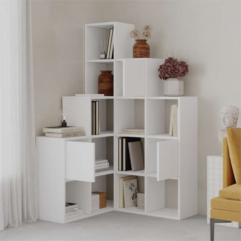 Libreria moderna industrial parete soggiorno design 151xH151 cm bianco Mable