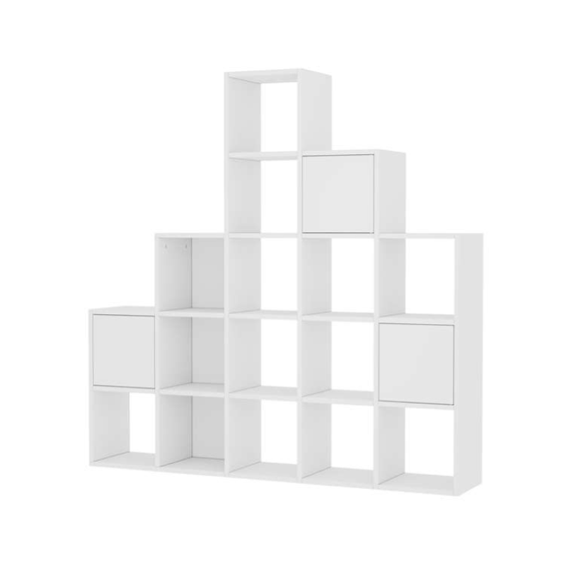 Libreria moderna industrial parete soggiorno design 151xH151 cm bianco Mable