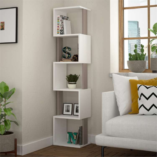 Libreria moderna design soggiorno ufficio 35xH161 bianco tortora Becca