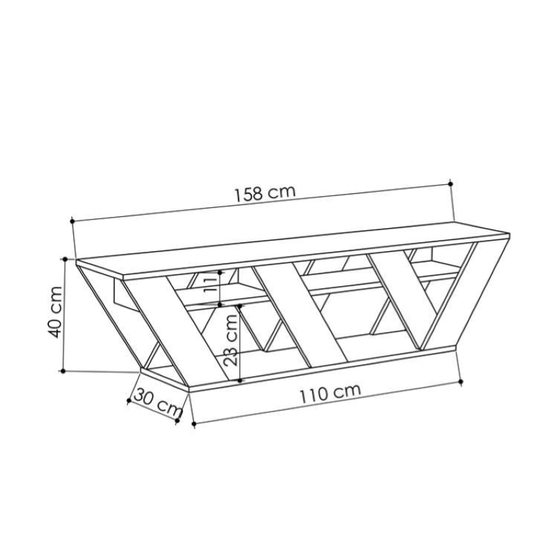 Mobile porta tv moderno 158xH40 cm ripiani antracite Isac