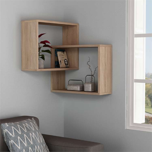 Libreria moderna mensola muro 60xH68 cm design rovere Cube