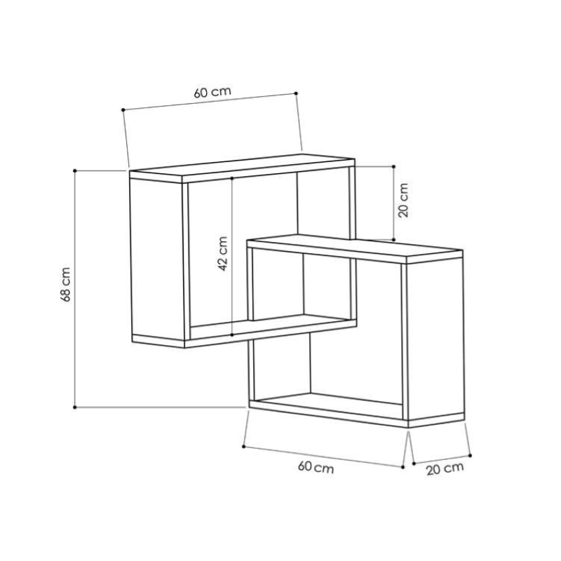 Libreria moderna mensola muro 60xH68 cm design rovere Cube
