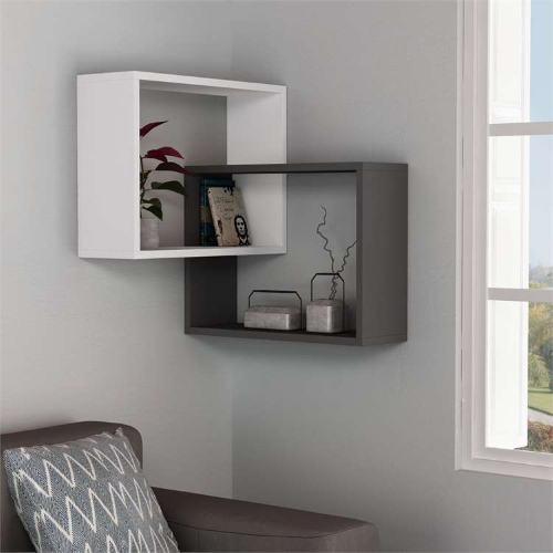 Libreria moderna mensola muro 60xH68 cm design bianco antracite Cube
