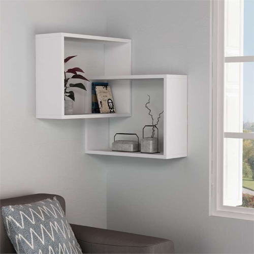 Libreria moderna mensola muro 60xH68 cm design bianco Cube
