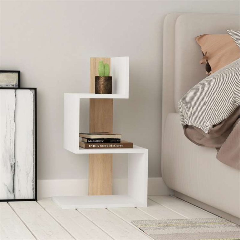 Libreria moderna design 42xH72 cm soggiorno bianco rovere Violin