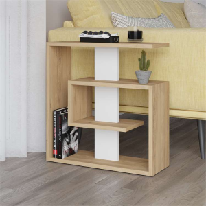 Tavolino soggiorno moderno servitore 55xH57 cm rovere bianco Ludo
