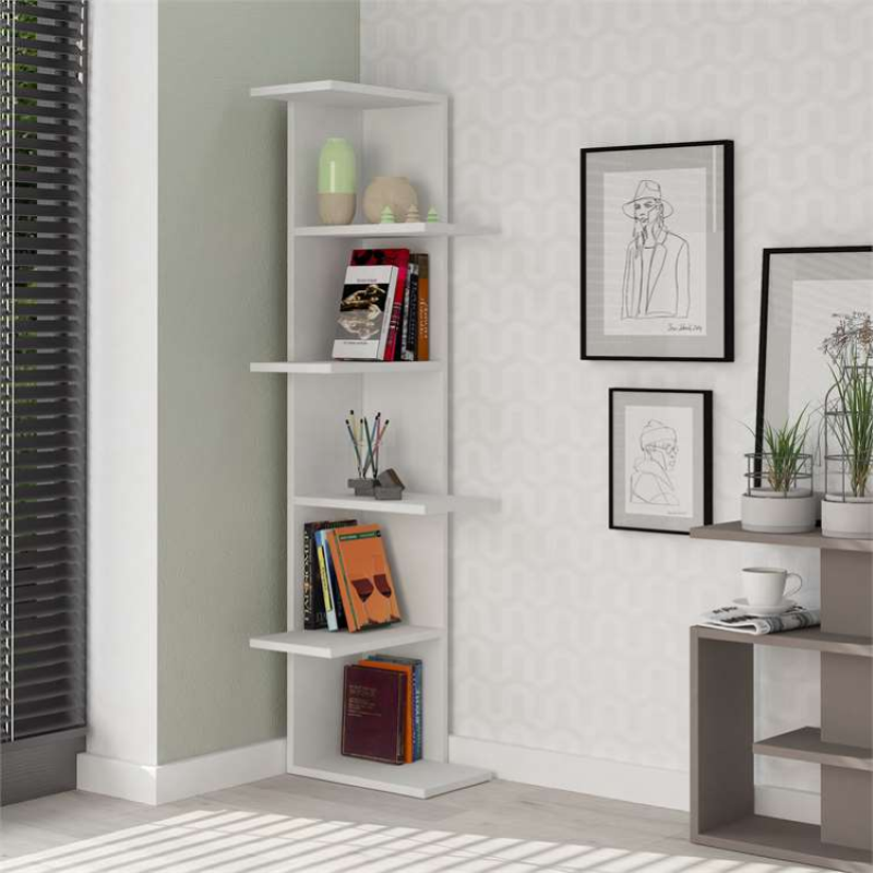 Libreria design moderno soggiorno 37xH141 cm bianco ZigZag
