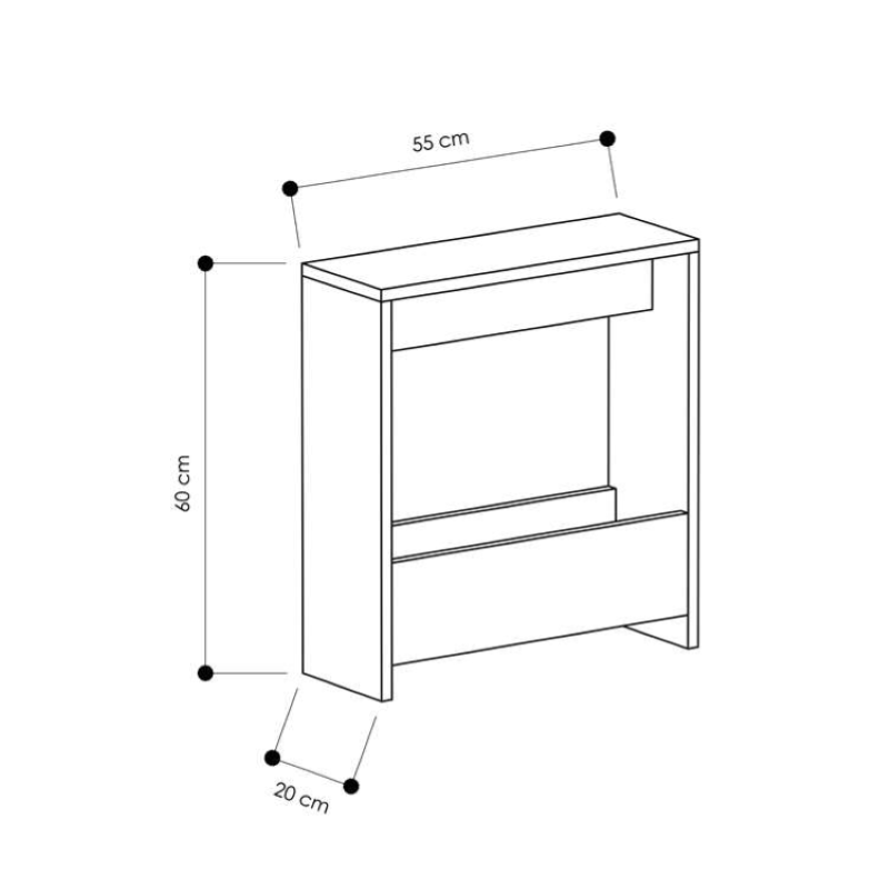 Tavolino soggiorno moderno servitore 55xH60 cm bianco antico Melvin