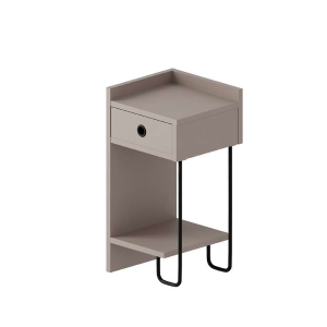 Comodino moderno 1 cassetto design metallo 32xH61 tortora Gerald-D