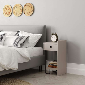 Comodino moderno 1 cassetto design metallo 32xH61 tortora Gerald-S