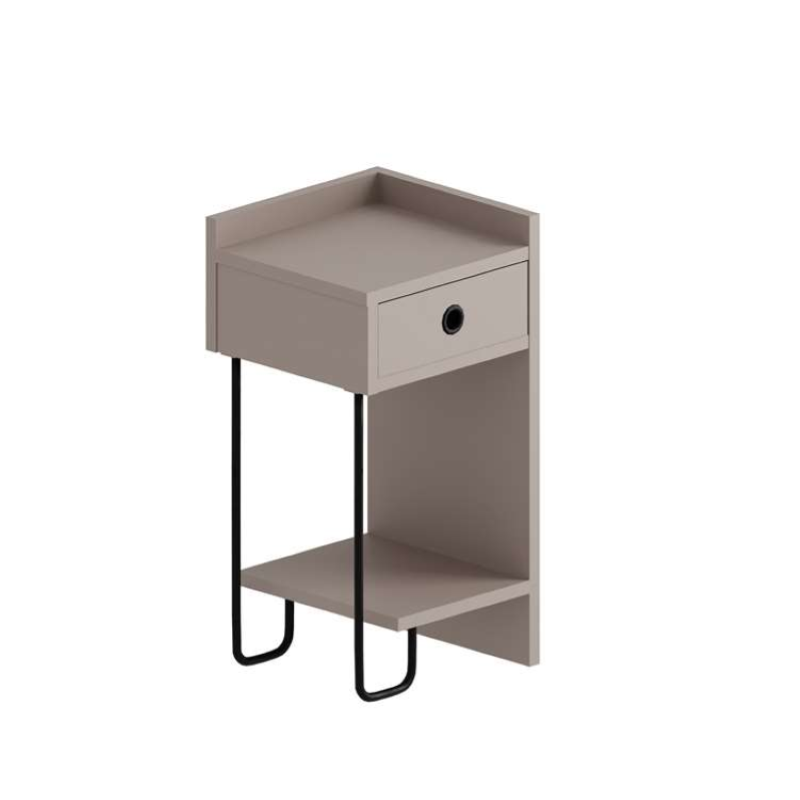 Comodino moderno 1 cassetto design metallo 32xH61 tortora Gerald-S