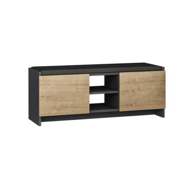 Cassapanca scarpiera moderna 110xH43 cm ingresso antracite rovere Flip