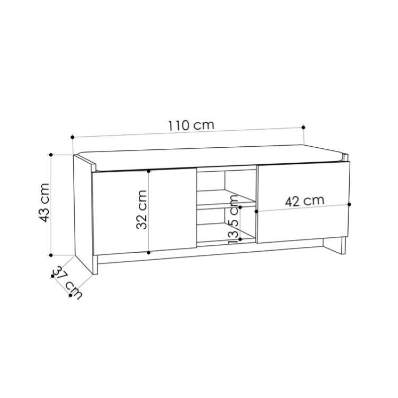 Cassapanca scarpiera moderna 110xH43 cm ingresso antracite rovere Flip