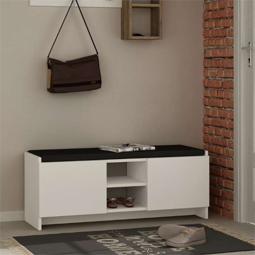 Cassapanca scarpiera moderna 110xH43 cm ingresso bianco Flip
