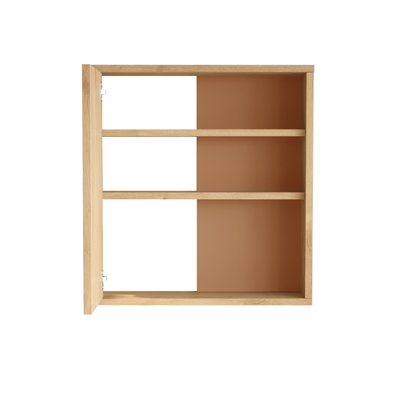 Specchio bagno pensile 2 mensole moderno 60xH64 rovere mattone Prisma-S