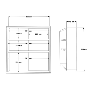 Specchio bagno pensile 2 mensole moderno 60xH64 rovere mattone Prisma-S