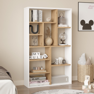 Libreria moderna design soggiorno ufficio 75xH124 rovere bianco Camelia