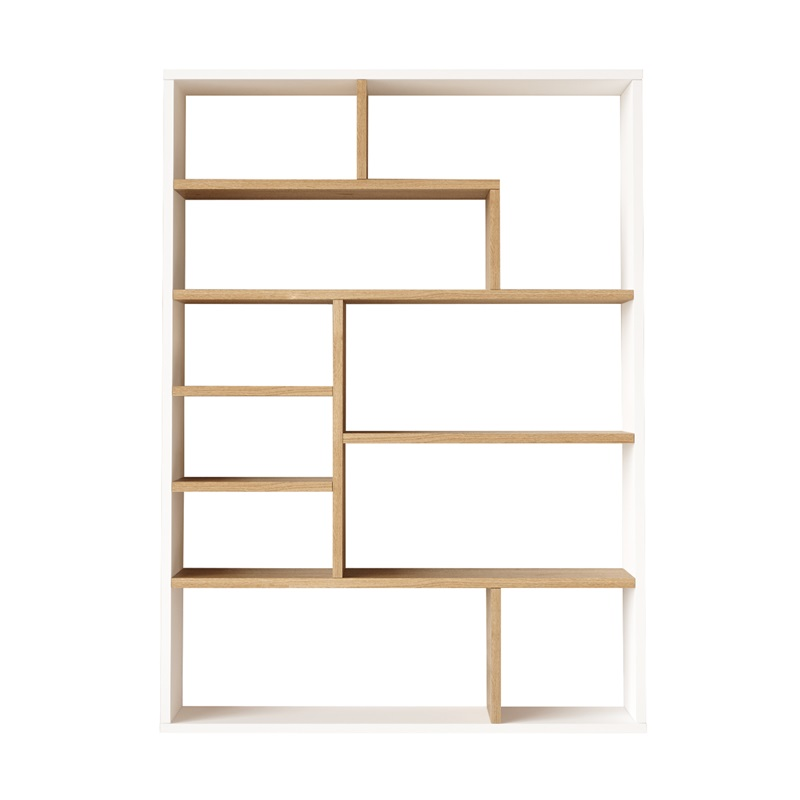 Libreria moderna design soggiorno ufficio 90xH124 rovere bianco Camelia