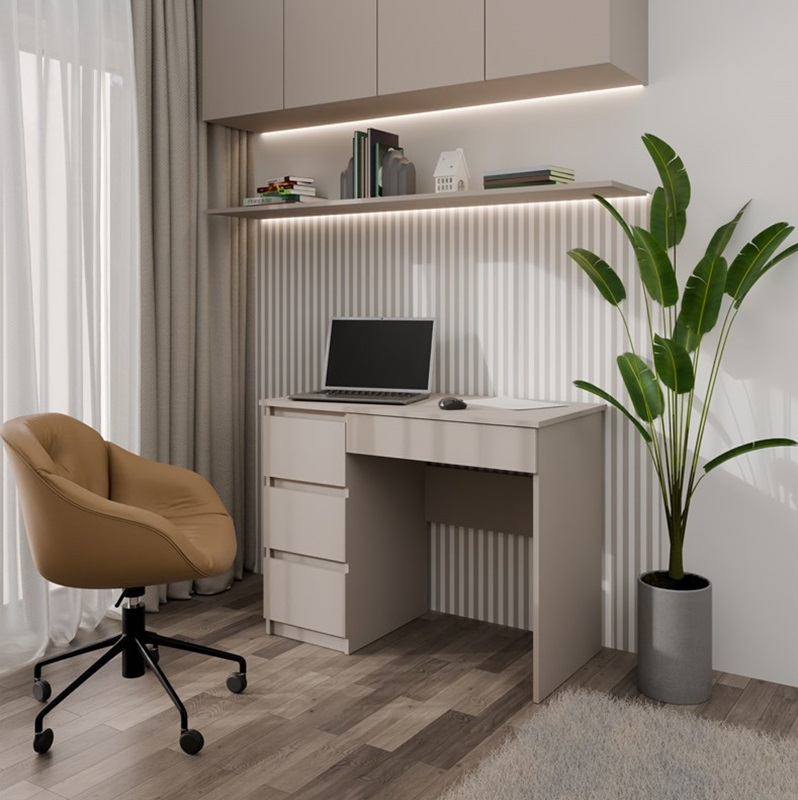 Scrivania moderna 4 cassetti ufficio 98xH76 cm grigio Ohio-S