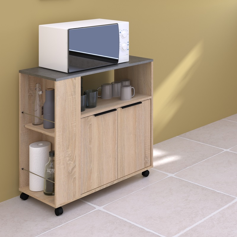 Mobile da cucina dispensa multiuso microonde 75xH80 cm rovere ossido Vinai