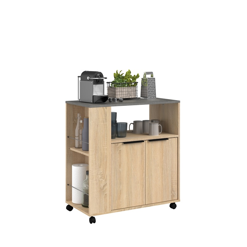 Mobile da cucina dispensa multiuso microonde 75xH80 cm rovere ossido Vinai