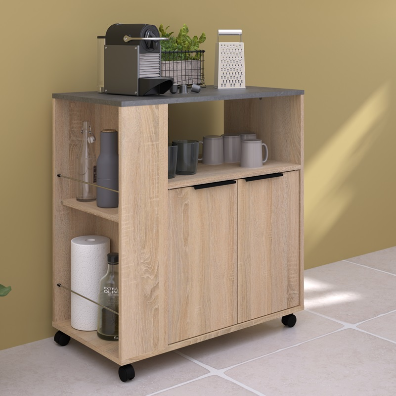 Mobile da cucina dispensa multiuso microonde 75xH80 cm rovere ossido Vinai