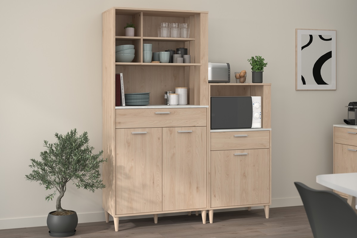 Mobile da cucina dispensa multiuso microonde 83xH182 cm rovere bianco Cooking