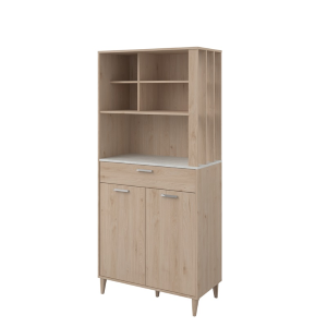 Mobile da cucina dispensa multiuso microonde 83xH182 cm rovere bianco Cooking