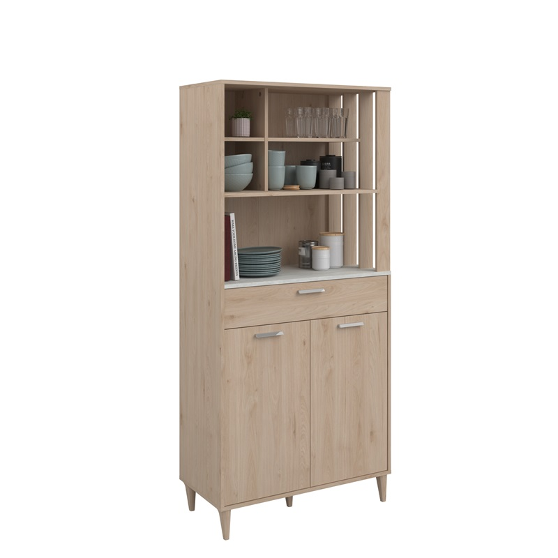 Mobile da cucina dispensa multiuso microonde 83xH182 cm rovere bianco Cooking