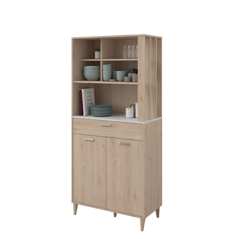 Mobile da cucina dispensa multiuso microonde 83xH182 cm rovere bianco Cooking