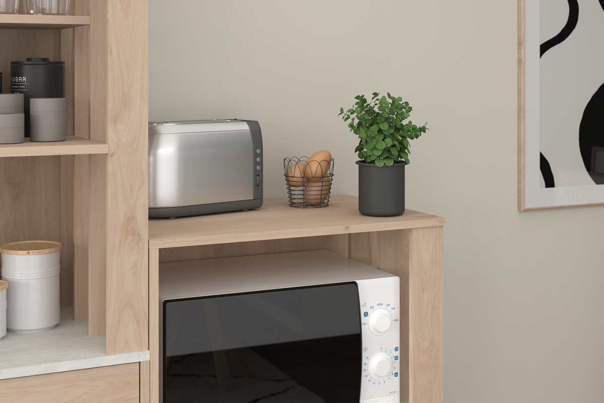 Mobile da cucina dispensa multiuso microonde 60xH120 cm rovere bianco Cooking