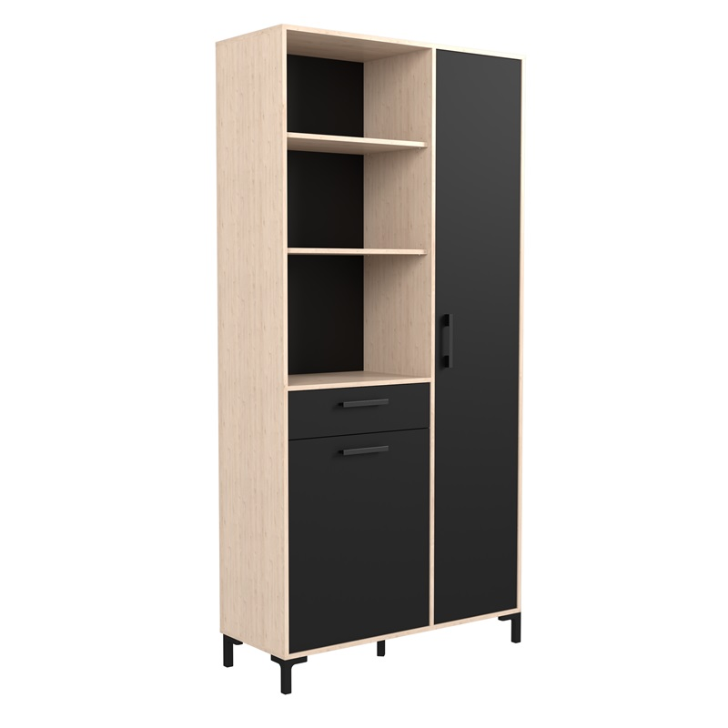 Mobile da cucina dispensa multiuso microonde 100xH206 cm rovere nero Pot