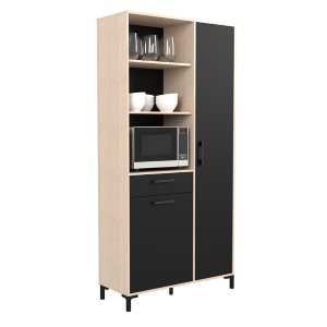 Mobile da cucina dispensa multiuso microonde 100xH206 cm rovere nero Pot