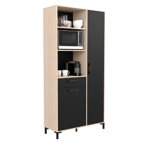 Mobile da cucina dispensa multiuso microonde 100xH206 cm rovere nero Pot