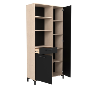 Mobile da cucina dispensa multiuso microonde 100xH206 cm rovere nero Pot